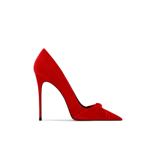 Vintage / Retro Dark Green Prom Bow Pumps 2024 Leather 10 cm Stiletto Heels Pointed Toe Pumps High Heels