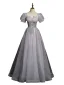 Élégant Gris Perlage Paillettes Robe De Bal 2023 Princesse Encolure Carrée Gonflée Manches Courtes Dos Nu Longue Promo Robe De Ceremonie