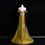 Élégant Armée Verte Trompette / Sirène Robe De Bal 2026 Bretelles Spaghetti Manches Courtes Dos Nu Train De Balayage Promo Robe De Ceremonie