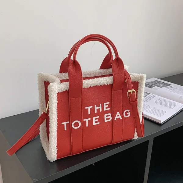 Fashion Letter Graphic Women Tote Bag Women's Bags Brown Shoulder Bags Woolen PU Dating Handbag 2023