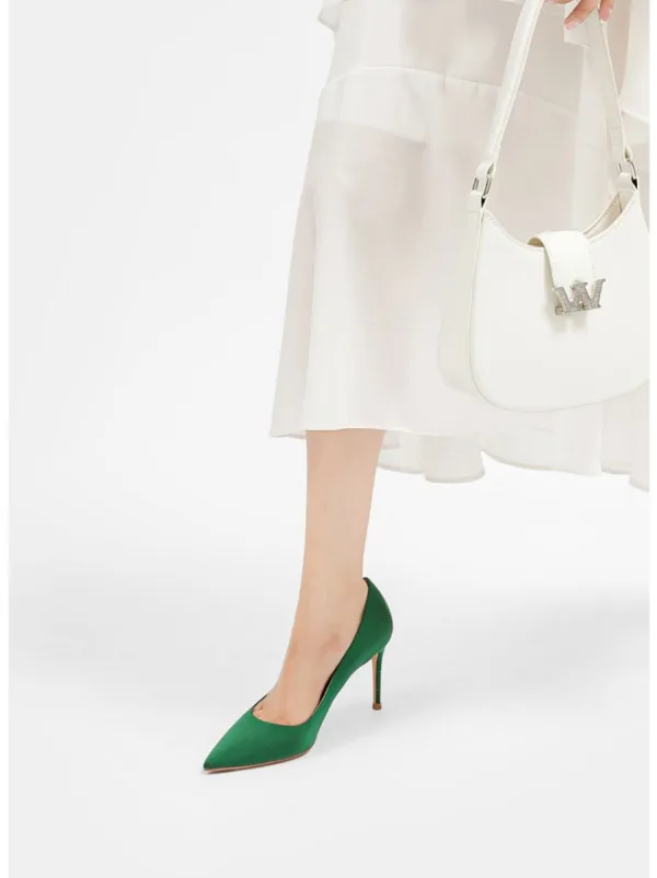 Élégant Champagne Fait main Promo Escarpins 2024 Cuir 8 cm Talons Aiguilles À Bout Pointu Escarpins Talons Hauts