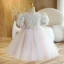 Chic / Beautiful Multi-Colors Birthday Flower Girl Dresses 2022 Ball Gown Scoop Neck Appliques Short Sleeve Short Flower Girl Dresses