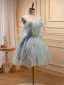 Sexy Sage Green Short Party Dresses 2023 A-Line / Princess Strapless Sleeveless Backless Beading Pearl Sequins Evening Party Party Dresses