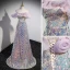 Sexy Sparkly Lavender Laser Sequins Evening Dresses 2023 A-Line / Princess Off-The-Shoulder Sleeveless Backless Floor-Length / Long Evening Party Formal Dresses