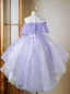 Fashion Lavender Beading Star Sequins Lace Flower Asymmetrical Birthday Flower Girl Dresses 2024 Ball Gown Scoop Neck Sleeveless Tulle