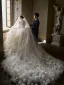 Luxury / Gorgeous Whimsical White Handmade  Flower Wedding Veils 2026 Tulle