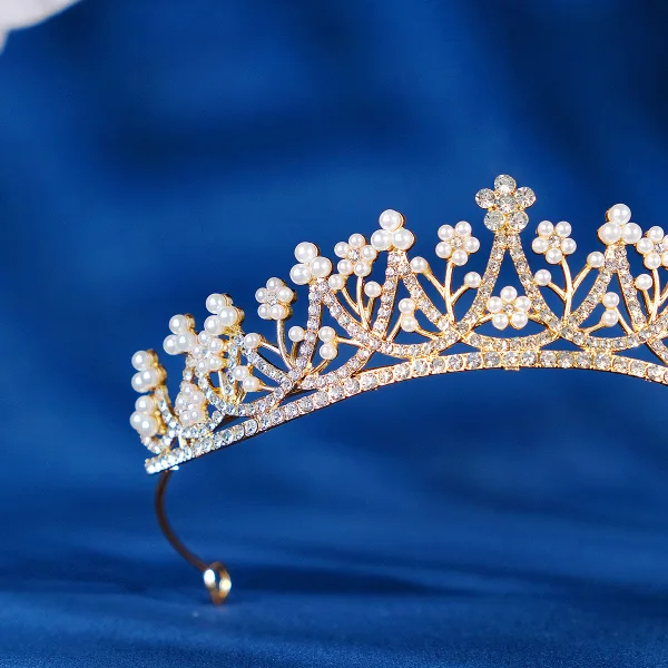 Charmant Doré Perle Faux Diamant Accessoire Cheveux Mariage 2023 Mariage Alliage
