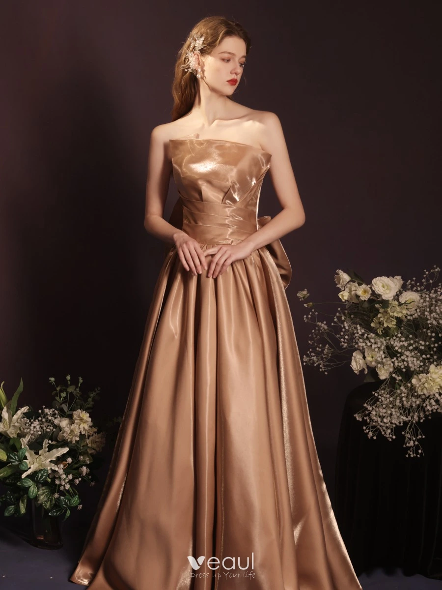 Sexy Khaki Satin Summer Evening Dresses 2023 A Line Princess