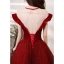 Chic / Belle Bordeaux Paillettes Robe De Bal 2023 Princesse Encolure Dégagée Sans Manches Dos Nu Longue Promo Robe De Ceremonie