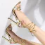 Sexy Gold Rhinestone Evening Party Womens Sandals 2022 Ankle Strap 11 cm Stiletto Heels Open / Peep Toe Sandals High Heels