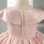 Lovely Blushing Pink Pearl Birthday Short Flower Girl Dresses 2022 Ball Gown Scoop Neck Bow Short Sleeve Flower Girl Dresses