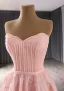 High End Rosa Handgefertigt Perlenstickerei Pailletten Ballkleider 2024 Ballkleid Bandeau Ärmellos Rückenfreies Lange Ball Festliche Kleider