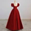 Vintage / Retro Black Evening Dresses Prom Dresses 2022 A-Line / Princess Crossed Straps Beading Puffy Short Sleeve Backless Solid Color Floor-Length / Long Satin Square Neckline Dancing Formal Dresses