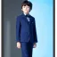 Bleu Marine 5 pièces Mariage Costume Garçon Mariage 2022 Manches Longues Manteau Pantalon Chemise Cravate Gilet