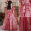Chic / Beautiful Red Sequins Evening Party Flower Girl Dresses 2022 A-Line / Princess V-Neck Puffy Short Sleeve Floor-Length / Long Flower Girl Dresses