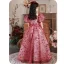 Chic / Beautiful Red Sequins Evening Party Flower Girl Dresses 2022 A-Line / Princess V-Neck Puffy Short Sleeve Floor-Length / Long Flower Girl Dresses