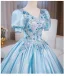 Elegant Gold Sequins Rhinestone Prom Dresses 2024 Ball Gown V-Neck Short Sleeve Backless Floor-Length / Long Prom Formal Dresses