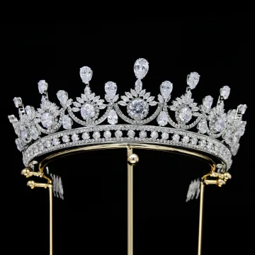 Barokk Sølv Rhinestone Zirkon Tiara Har Tilbehor 2024 Bryllup Tilbehør