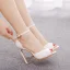 Sexy White Evening Party Womens Sandals 2022 Ankle Strap 11 cm Stiletto Heels Open / Peep Toe Sandals High Heels