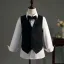 Black Long Sleeve Wedding Boys Wedding Suits 2025 Body Jewellery Coat Tailcoat / Tuxedo Girdle Pants Shirt Tie Vest
