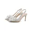 Charmig Silver Rhinestone Rosett Brudskor 2026 10 cm Stilettklackar Spetsiga Bröllop Högklackade