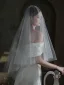 Chic / Belle Blanche Glitter Voile De Mariée 2025 1 m Tulle Mariage