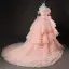 Charmant Pink Fallende Rüsche Durchbohrt Ballkleider 2022 Ballkleid Spaghettiträger Quaste Ärmellos Rückenfreies Schleife Stoffgürtel Hof-Schleppe Ball Festliche Kleider