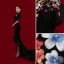 Haut de Gamme Noire Fait main Perle Brodé Robe De Soirée 2023 Trompette / Sirène V-Cou Manches Courtes Soirée Asymétrique Robe De Ceremonie