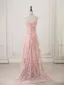 Scintillantes Rougissant Rose Paillettes Noeud Robe De Bal 2025 Trompette / Sirène Bustier Sans Manches Dos Nu Train De Balayage Robe De Ceremonie