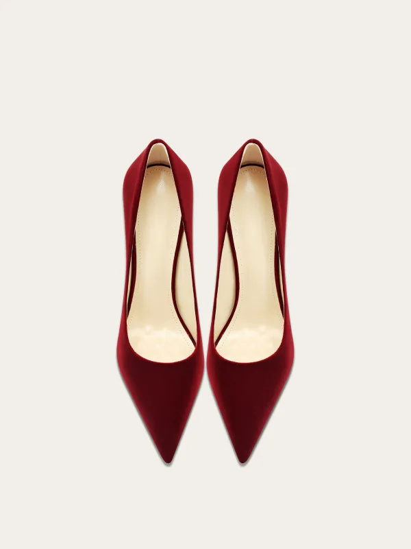 Chic / Beautiful Red Evening Party Suede Pumps 2026 Leather 10 cm Stiletto Heels Pointed Toe Pumps High Heels