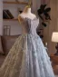 High-end Corset Silver Grey Prom Dresses 2025 Beading Feather Sweet 16 Dancing Formal Dresses Off-The-Shoulder Floor-Length / Long Sleeveless