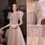 Charmant Rougissant Rose Robe De Bal 2022 Princesse Encolure Carrée Gonflée Manches Courtes Perlage Paillettes Dos Nu Longue Promo Robe De Ceremonie