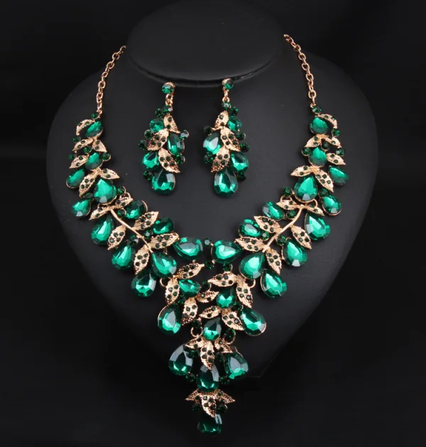 Exaggerated Fuchsia Prom Necklaces 2023 Quinceañera Metal Earrings Necklace Accessories