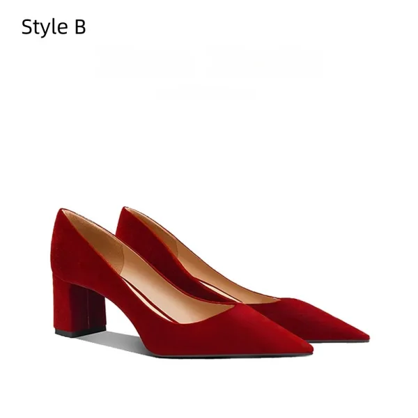 Chinese style Red Pearl Rhinestone Wedding Shoes 2026 5 cm Thick Heels Pointed Toe Wedding Pumps