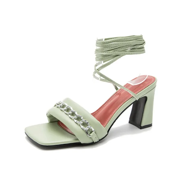 Sexy Brown Street Wear Womens Sandals 2022 Ankle Strap 7 cm Stiletto Heels Pointed Toe Sandals High Heels