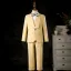 Yellow 6-piece Long Sleeve Boys Wedding Suits 2024 Body Jewellery Coat Pants Shirt Tie Vest