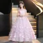 Lovely Blushing Pink Appliques Birthday Flower Girl Dresses 2025 Ball Gown Scoop Neck Sleeveless Floor-Length / Long