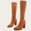Fashion Brown Street Wear Winter Fall Womens Boots 2023 9 cm Thick Heels Pointed Toe Womens Boots