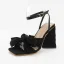 Vintage / Originale Bleu Ciel Vêtement de rue Sandales Femme 2022 Bride Cheville Noeud 10 cm Talons Épais Peep Toes / Bout Ouvert Sandales Talons Hauts