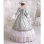 Baroque Medieval Sage Green Prom Dresses 2022 Ball Gown Square Neckline Bell sleeves Backless Rhinestone Pearl Bow Floor-Length / Long Formal Dresses