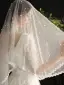 Charming White Handmade  Pearl Lace Flower Wedding Veils 2025