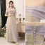 Chic / Beautiful Gold Sequins Bridesmaid Dresses 2023 A-Line / Princess Off-The-Shoulder Short Sleeve Backless Floor-Length / Long Bridesmaid Dresses