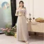 Chic / Beautiful Gold Sequins Bridesmaid Dresses 2023 A-Line / Princess Off-The-Shoulder Short Sleeve Backless Floor-Length / Long Bridesmaid Dresses