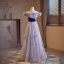 Elegant Lavender Appliques Sequins Prom Dresses 2023 A-Line / Princess Off-The-Shoulder Sleeveless Backless Floor-Length / Long Prom Formal Dresses