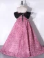 Schöne Pink Rüschen Blumen Ballkleider 2024 Ballkleid Off Shoulder Kurze Ärmel Rückenfreies Sweep / Pinsel Zug Ball Festliche Kleider