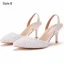 Charming White Pearl Wedding Shoes 2023 7 cm Stiletto Heels Pointed Toe Wedding Sandals High Heels