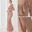 Sexy Lindgrün Pailletten Abendkleider 2022 Meerjungfrau One-Shoulder Lange Ärmel Rückenfreies Lange Gespaltete Front Abend Festliche Kleider