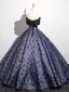 Élégant Violet Impression Robe De Bal 2025 Robe Boule Bustier Noeud Sans Manches Dos Nu Longue Promo Robe De Ceremonie