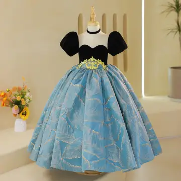 Élégant Noire Anniversaire Robe Ceremonie Fille 2022 Robe Boule Encolure Dégagée Gonflée Manches Courtes Longue Robe Ceremonie Fille