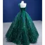 Vintage / Retro High-end Dark Green Sequins Prom Dresses 2022 Ball Gown One-Shoulder Sleeveless Backless Floor-Length / Long Prom Formal Dresses